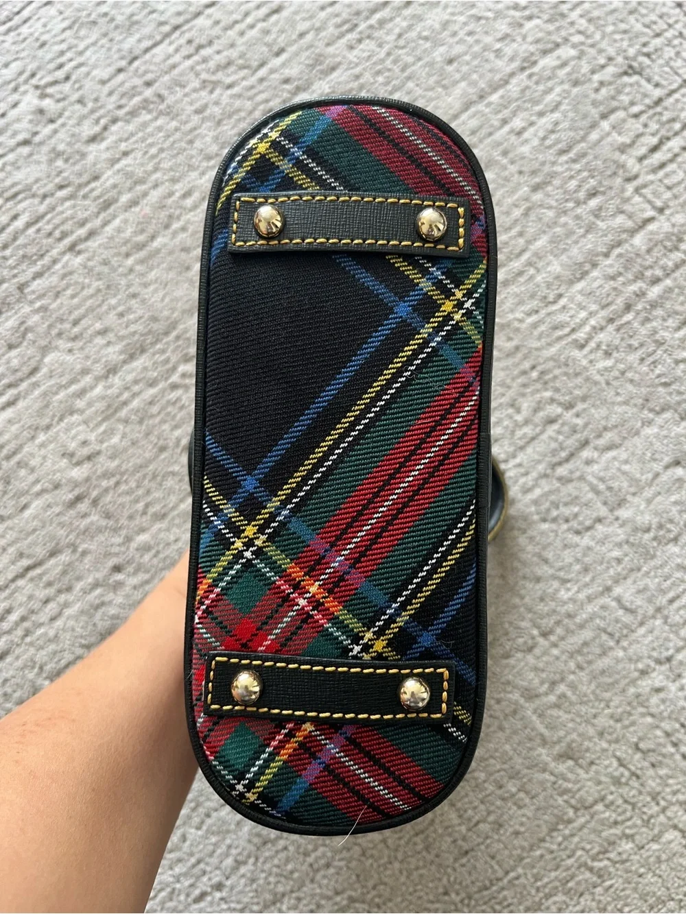 Dooney & Bourke Black Tartan Dome Mini Satchel with Red & Green Plaid - Picture 5 of 16